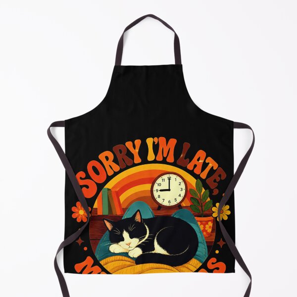 Item preview, Sorry I'm Late My Cat Was on My Lap Funny Cat Quote Retro 70s designed and sold by Retro Whiskers.