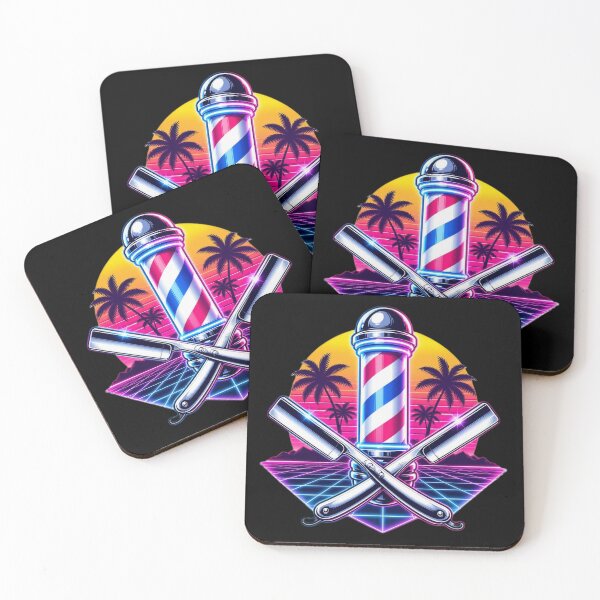 Item preview, Retro 80s Synthwave Barber Pole Straight Razors designed and sold by Barber MD Culture.