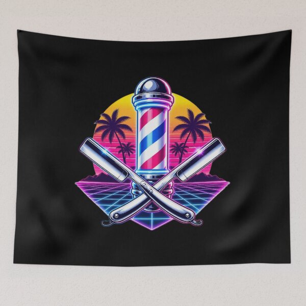 Item preview, Retro 80s Synthwave Barber Pole Straight Razors designed and sold by Barber MD Culture.