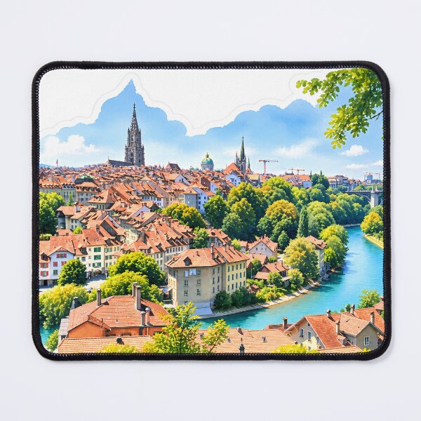 Item preview, Bern Switzerland Cityscape Digital Watercolor Art designed and sold by SlavaArt.