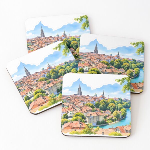 Item preview, Bern Switzerland Cityscape Digital Watercolor Art designed and sold by SlavaArt.