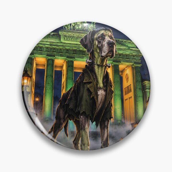 Item preview, Frankenstein's Great Dane at the Brandenburg Gate at night designed and sold by Nomad-Paws.