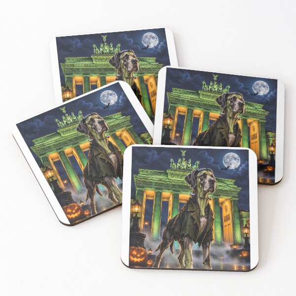 Item preview, Frankenstein's Great Dane at the Brandenburg Gate at night designed and sold by Nomad-Paws.