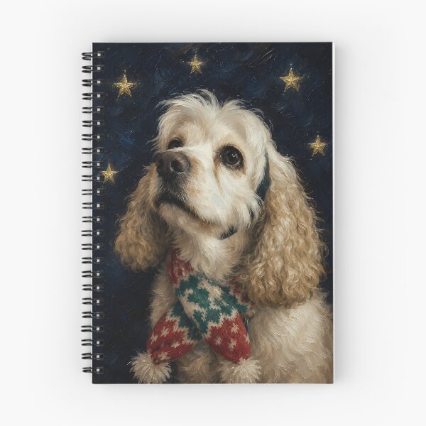 Item preview, Cocker Spaniel in Christmas Scarf Starry Night Painting designed and sold by SellingWSarah17.