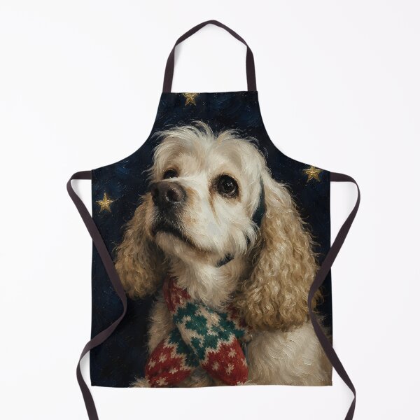 Item preview, Cocker Spaniel in Christmas Scarf Starry Night Painting designed and sold by SellingWSarah17.