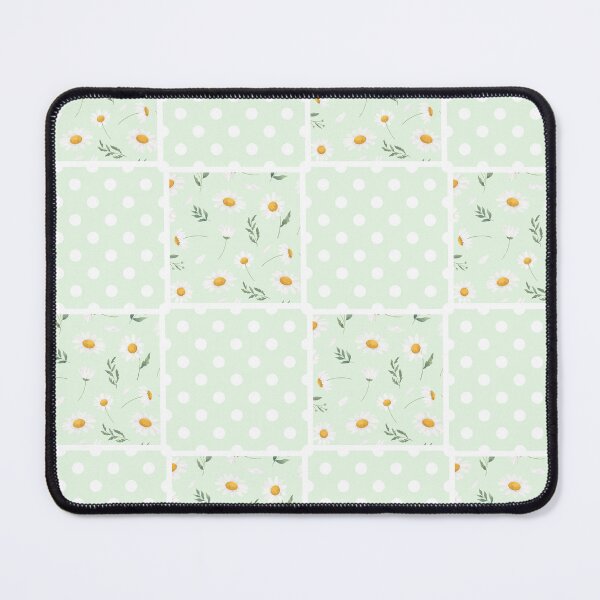 Item preview, Soft Mint White Daisy Floral & Polka Dot Grid Pattern designed and sold by SmallDart Creations.