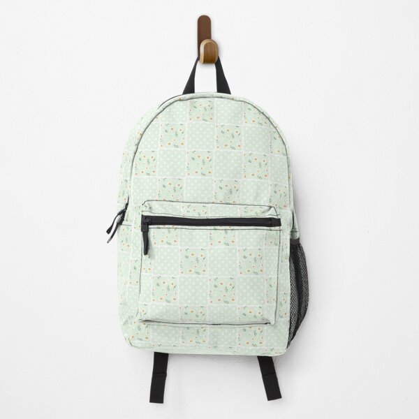 Item preview, Soft Mint White Daisy Floral & Polka Dot Grid Pattern designed and sold by SmallDart Creations.