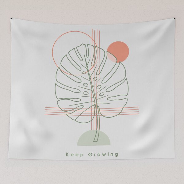 Item preview, Keep Growing Monstera Leaf Line Art | Minimalist Botanical Sun Illustration | Boho Plant Lover Quote Design designed and sold by freezed-frames.
