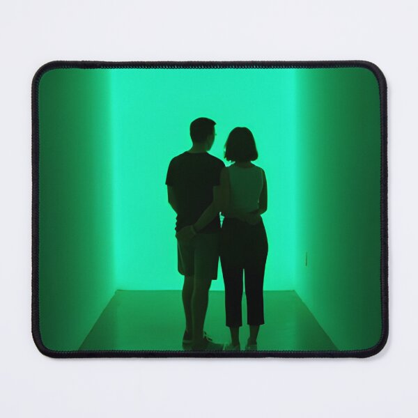 Item preview, Green Neon Corridor Couple Silhouette Aesthetic Photography Print designed and sold by mijaczeek.