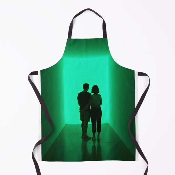 Item preview, Green Neon Corridor Couple Silhouette Aesthetic Photography Print designed and sold by mijaczeek.