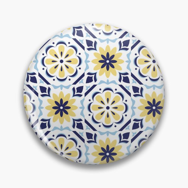 Item preview, Mediterranean Escape Yellow & Blue Sun-Kissed Tile Pattern designed and sold by ElineStudio.