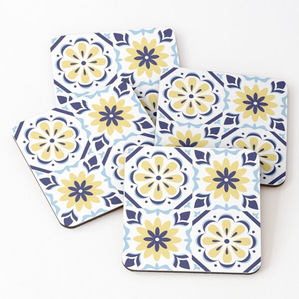 Item preview, Mediterranean Escape Yellow & Blue Sun-Kissed Tile Pattern designed and sold by ElineStudio.