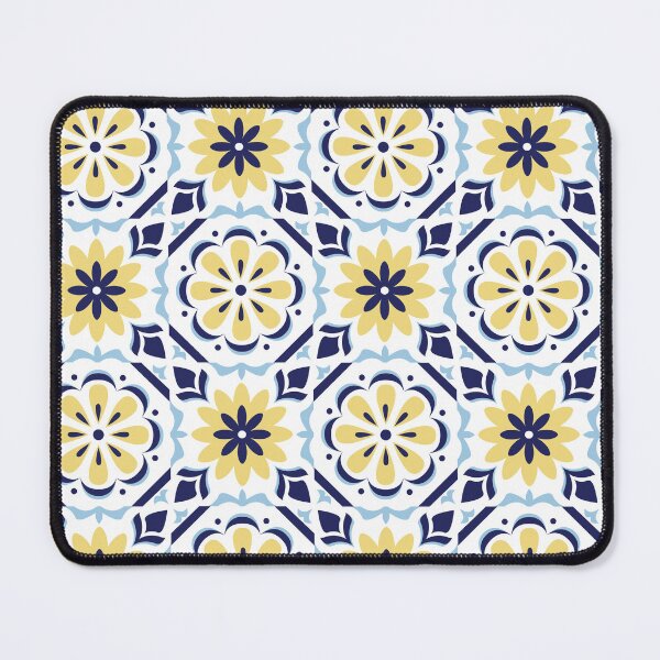 Item preview, Mediterranean Escape Yellow & Blue Sun-Kissed Tile Pattern designed and sold by ElineStudio.