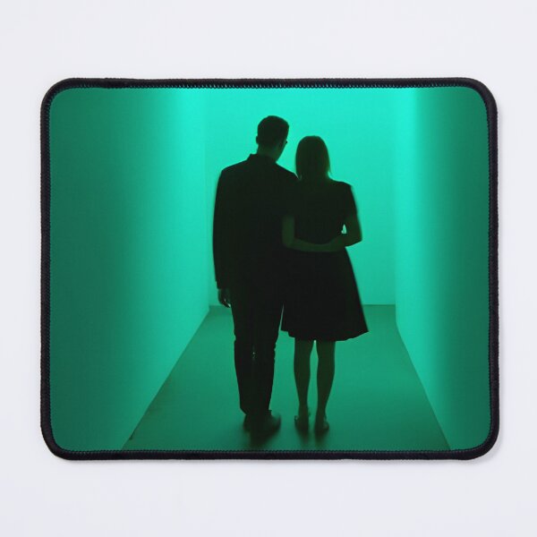 Item preview, Green Neon Corridor Couple Silhouette Aesthetic Photography Print designed and sold by mijaczeek.