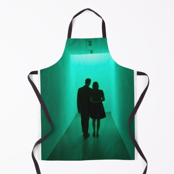 Item preview, Green Neon Corridor Couple Silhouette Aesthetic Photography Print designed and sold by mijaczeek.