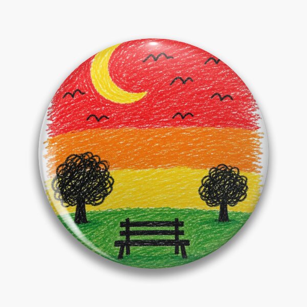 Item preview, Crayon Sunset Park Bench Landscape designed and sold by Meemana.