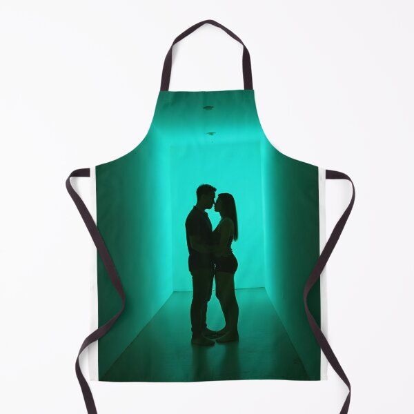 Item preview, Green Neon Corridor Couple Silhouette Aesthetic Photography Print designed and sold by mijaczeek.