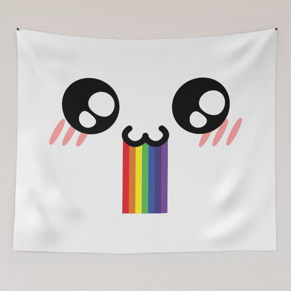 Item preview, Cute kawaii blushing owo drooling rainbow face designed and sold by BlushyPrint.