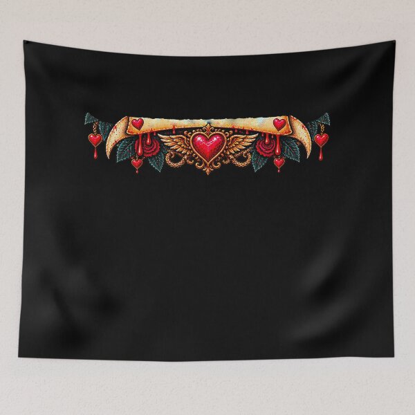 Item preview, DARK LOVE ❤️ - MONSTER ROMANCE COLLETION - SKELETON LOVE - WINGED JEWELED HEART BLOOD RED ROSES & HEART LOCKETS v2 designed and sold by WheelieGdArt.