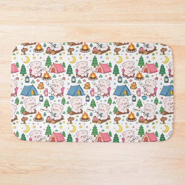Item preview, Piggy Camping Marshmallow Pattern designed and sold by Soft Berry Studio.