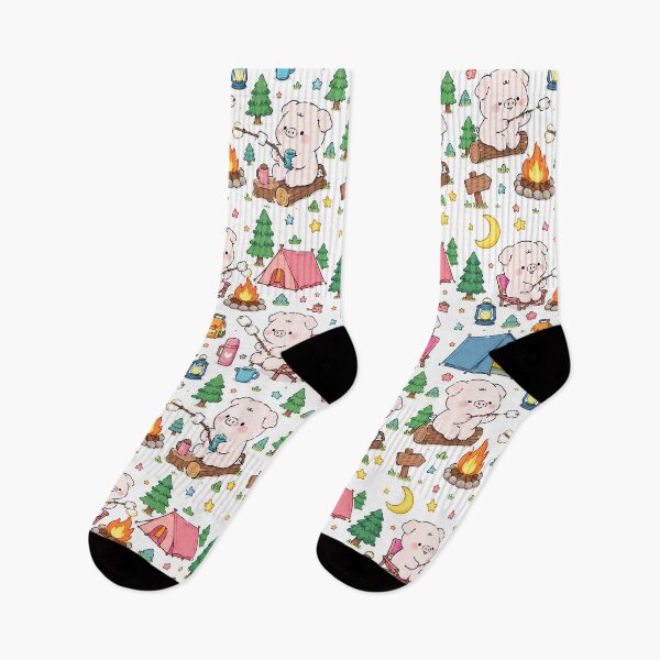 Item preview, Piggy Camping Marshmallow Pattern designed and sold by Soft Berry Studio.