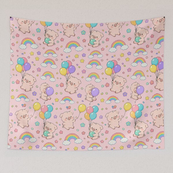 Item preview, Piggy Rainbow Balloon Pattern designed and sold by Soft Berry Studio.