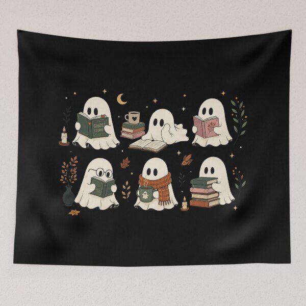 Item preview, Halloween Bookshelf Reading Book Lover, Ghost Reader Literature Boo, Cozy Bookish Gift designed and sold by Quiajia.