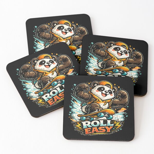 Item preview, Roll Easy – Cool Skateboarding Panda Design designed and sold by ArtisticHeart21.