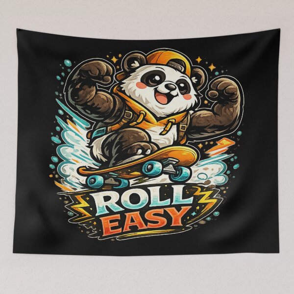 Item preview, Roll Easy – Cool Skateboarding Panda Design designed and sold by ArtisticHeart21.