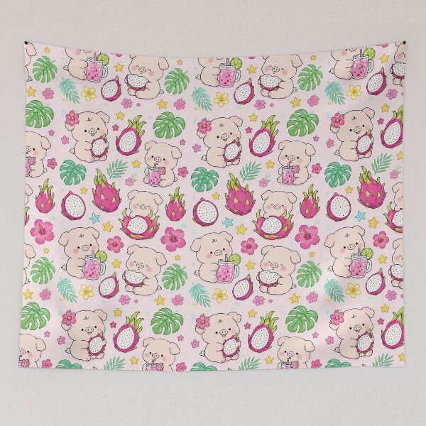 Item preview, Piggy Dragon Fruit Pattern designed and sold by Soft Berry Studio.