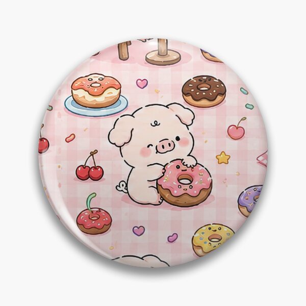 Item preview, Piggy Donut Café Pattern designed and sold by Soft Berry Studio.