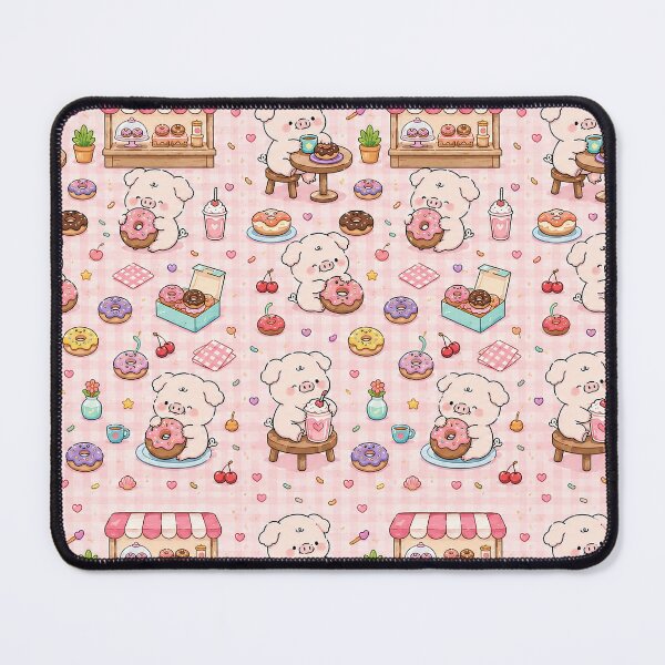 Item preview, Piggy Donut Café Pattern designed and sold by Soft Berry Studio.