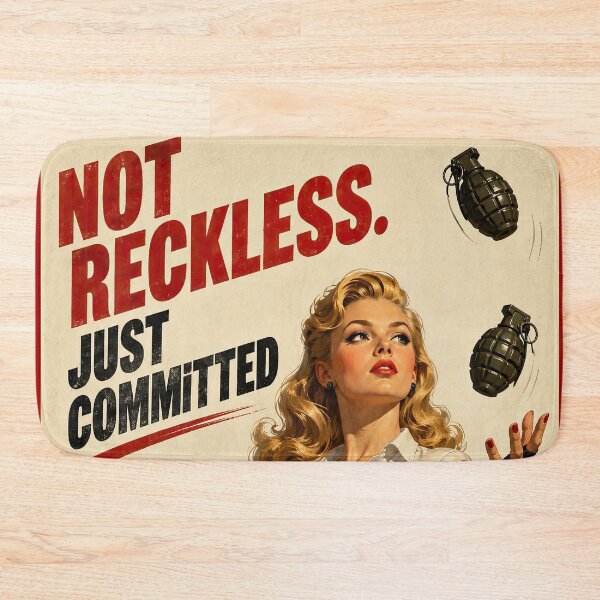 Item preview, Not Reckless, Just Committed – Retro Action Pinup designed and sold by obstinator.