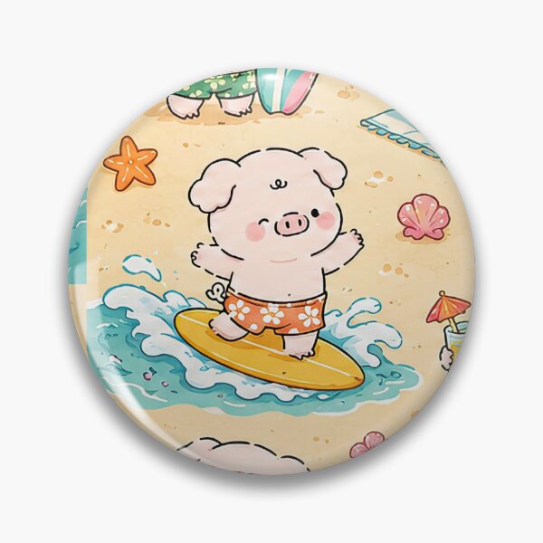 Item preview, Piggy Beach Surf Pattern designed and sold by Soft Berry Studio.
