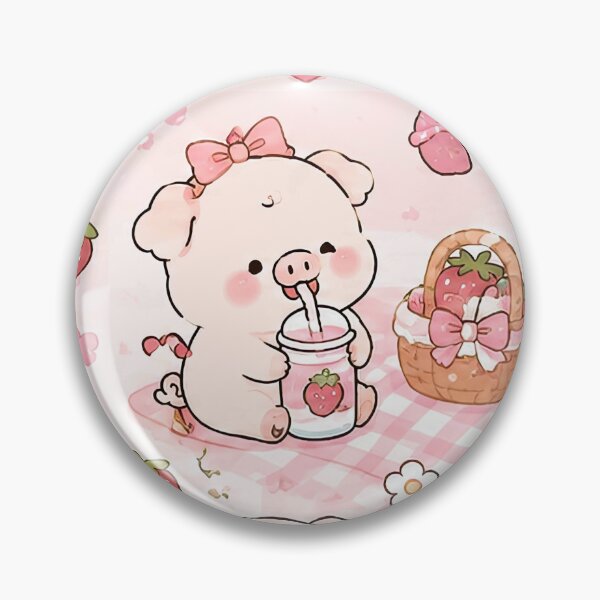 Item preview, Piggy Strawberry Picnic Pattern designed and sold by Soft Berry Studio.
