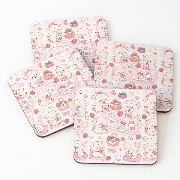 Item preview, Piggy Strawberry Picnic Pattern designed and sold by Soft Berry Studio.