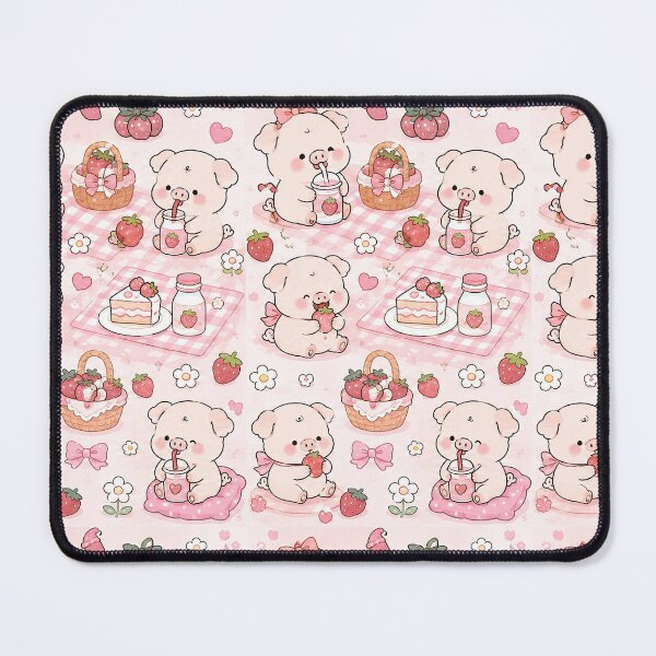 Item preview, Piggy Strawberry Picnic Pattern designed and sold by Soft Berry Studio.