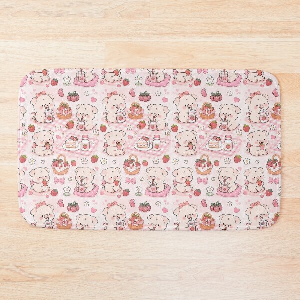 Item preview, Piggy Strawberry Picnic Pattern designed and sold by Soft Berry Studio.
