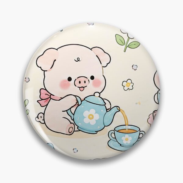 Item preview, Piggy Daisy Tea Party Pattern designed and sold by Soft Berry Studio.