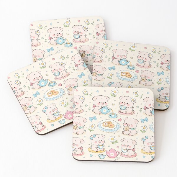 Item preview, Piggy Daisy Tea Party Pattern designed and sold by Soft Berry Studio.