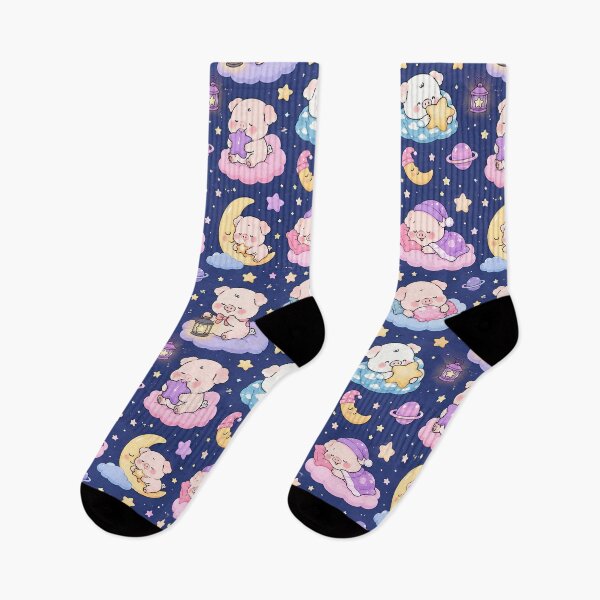 Item preview, Piggy Dreamy Night Pattern designed and sold by Soft Berry Studio.