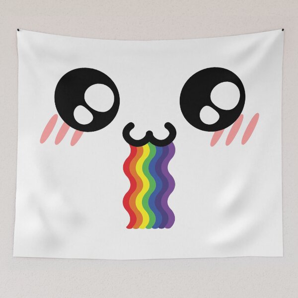 Item preview, Cute kawaii blushing owo wavy drooling rainbow face designed and sold by BlushyPrint.
