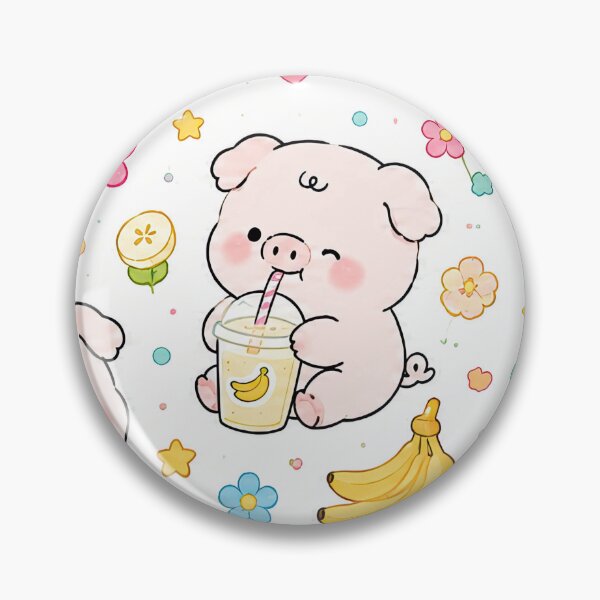 Item preview, Piggy Banana Smoothie Pattern designed and sold by Soft Berry Studio.