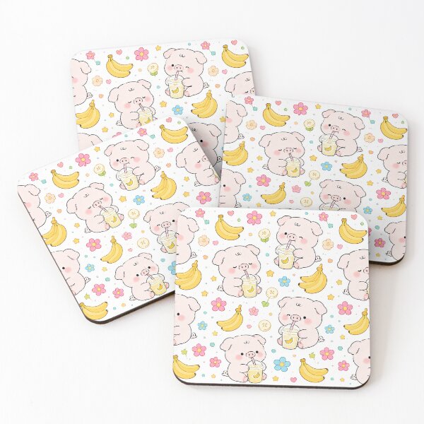 Item preview, Piggy Banana Smoothie Pattern designed and sold by Soft Berry Studio.