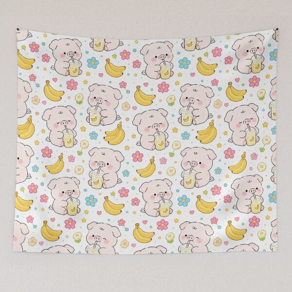Item preview, Piggy Banana Smoothie Pattern designed and sold by Soft Berry Studio.