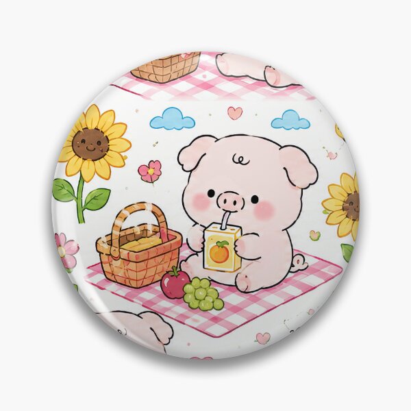 Item preview, Piggy Sunflower Picnic Pattern designed and sold by Soft Berry Studio.