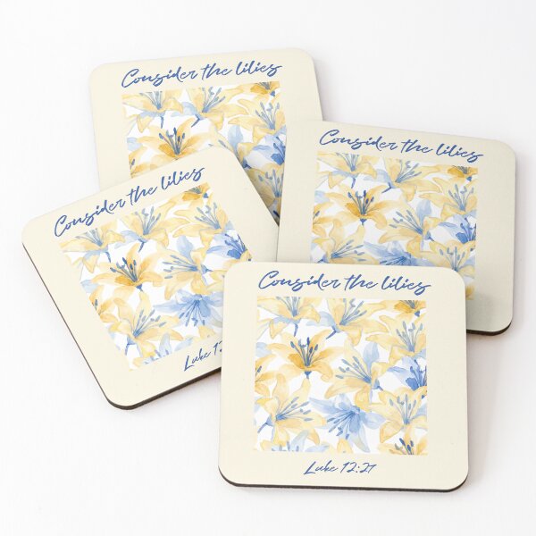 Item preview, Consider the Lilies — Butter Mom Aesthetic Blue & Yellow Watercolor Floral designed and sold by FinleyFound.
