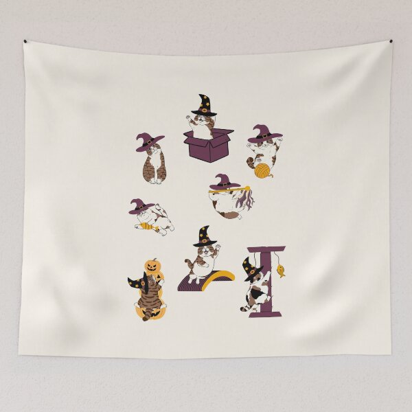 Item preview, ​Cute Witch Cats Halloween Sticker Pack and Pattern Illustration designed and sold by HBBS DESIGNS.