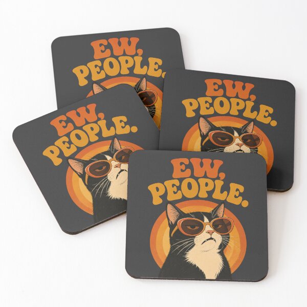 Item preview, Ew People Funny Grumpy Cat Introvert Quote Retro 70s designed and sold by Retro Whiskers.