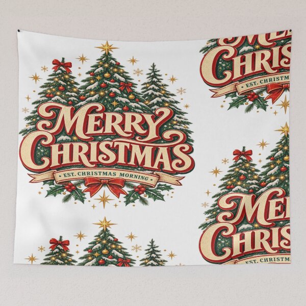 Item preview, Vintage Merry Christmas Tree Retro Holiday Christmas Design designed and sold by TulipsArtDesigns .